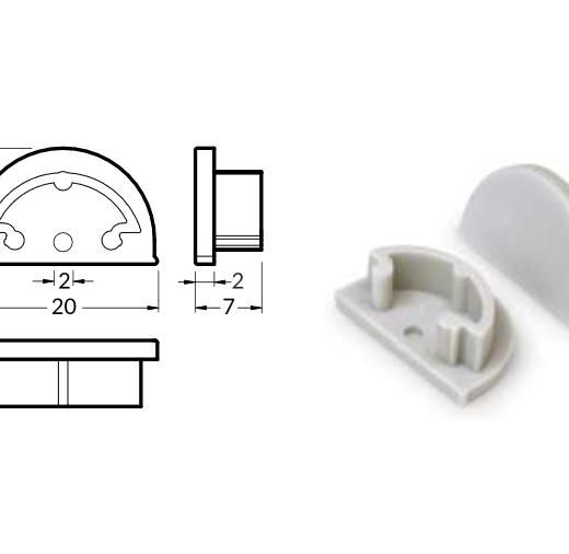LED Profiel ARC12 | Eindkap Zwart