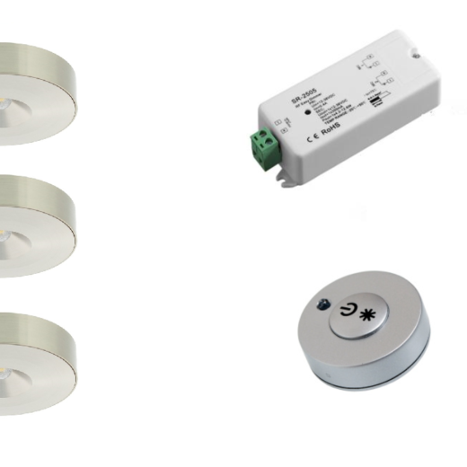 Klemko | Lumiko | LED op / inbouwspot | 3 LED spots | Doe Zelf LED Kit | Warm Wit | RF Dim