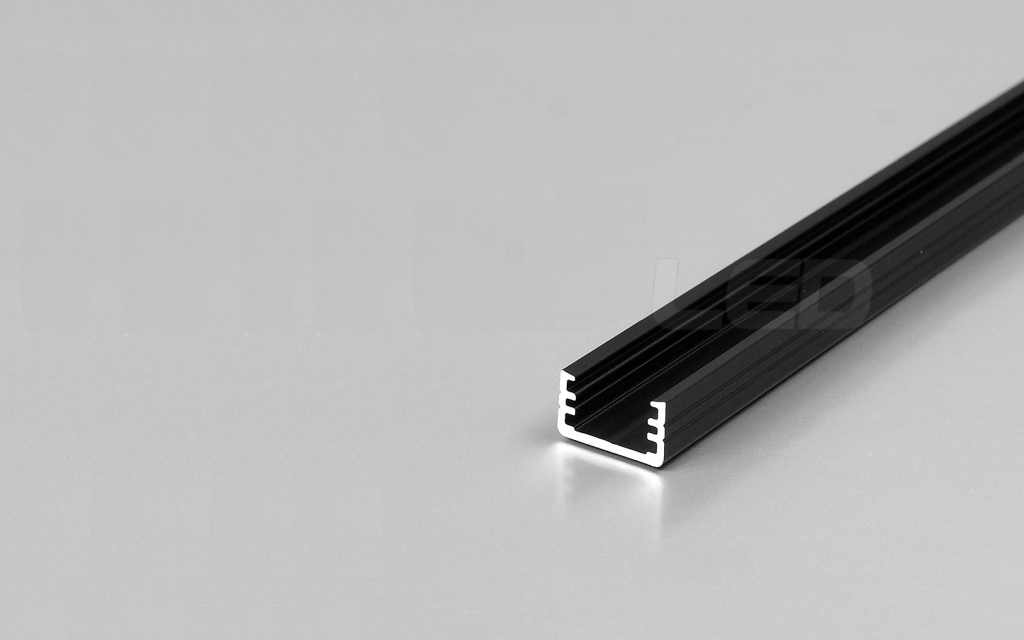 LED Profiel Micro 7mm | 100% Opaal, PC, UV Bestendig | 1 Meter | Zwart