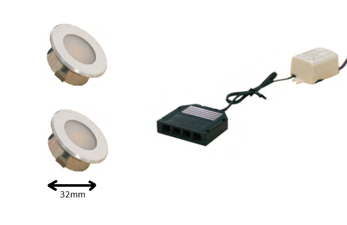 LEDware | LED inbouwspot | 2 LED spots | 100 Lm | Doe Het Zelf LED Kit | Warm Wit | DP05