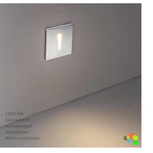 LEDw@re | LED wandarmatuur | 1 LEDs | vierkant | Warm Wit | LEDw@re Wall 013A | Chroom