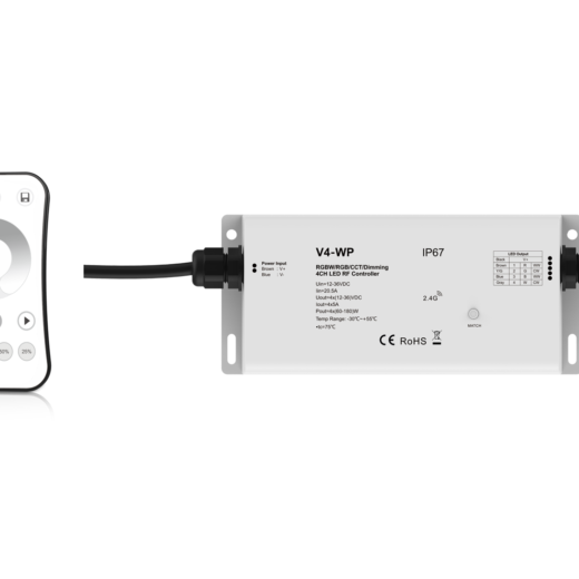 LED Dimmer | 12-24 Volt | 8 Ampere | met RF afstandbediening | Waterdicht | Type V4-WP+R11