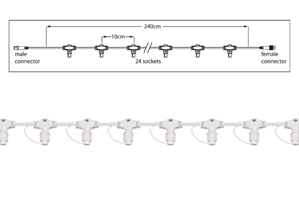 PS230 | Main cable 240cm | 24 socket | white