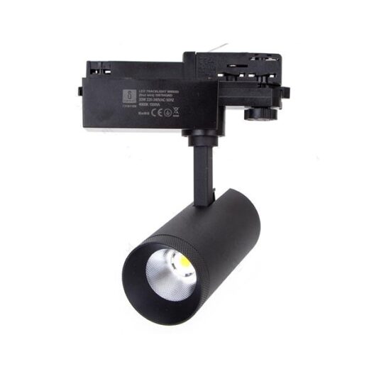 Budget | 3 Fase | LED TRACKSPOT 20 Watt Black | Daglicht Wit | 4000k | 28 Graden